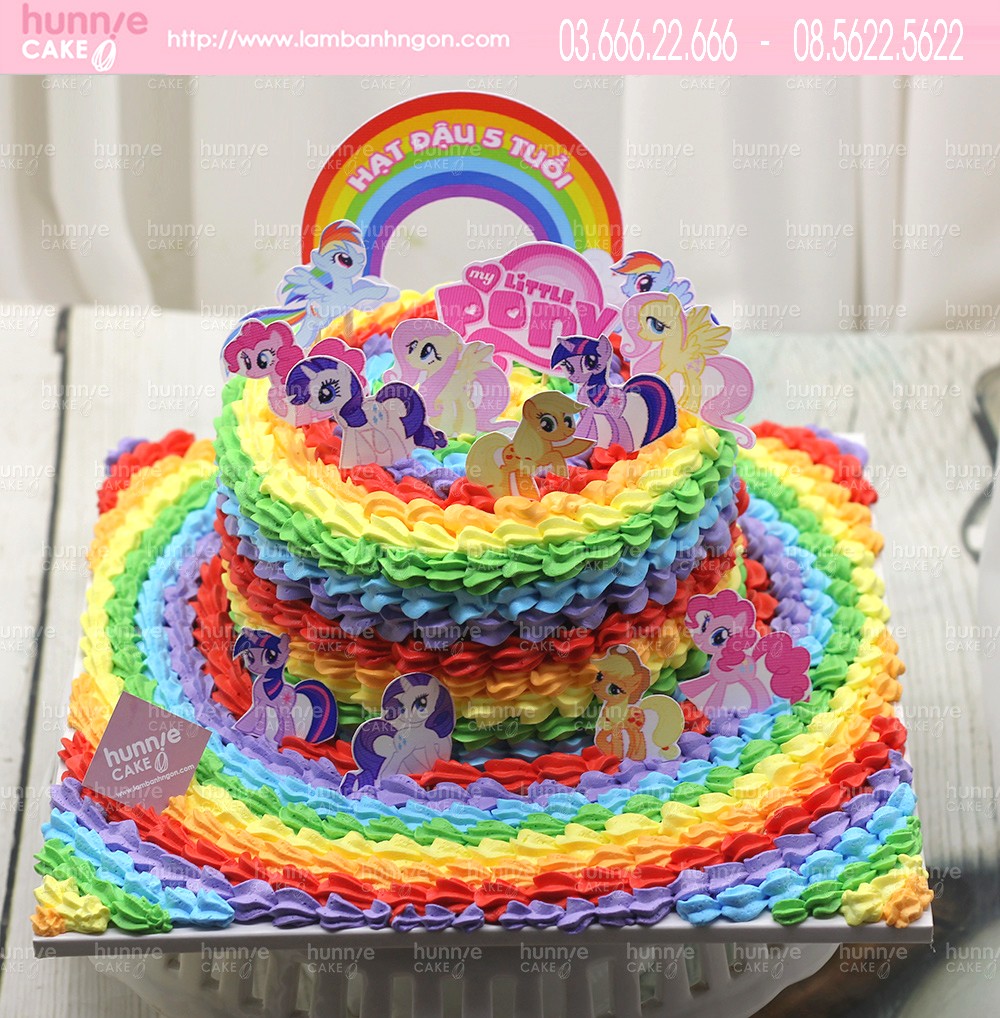 Bánh sinh nhật ngựa pony cầu vồng đẹp ấn tượng tặng sinh nhật bé gái 6721 - Bánh ngon đẹp