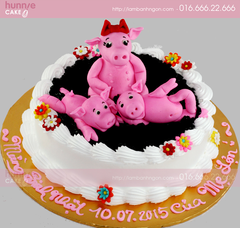 Bánh sinh nhật rau câu 2D mẫu con heo cho bé gái  Gelli  G0220024