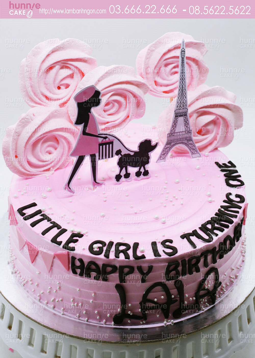 Bánh gato sinh nhật bé gái sành điệu dắt chó xù đi dạo khắp Pari 5294 - Bánh ngon đẹp