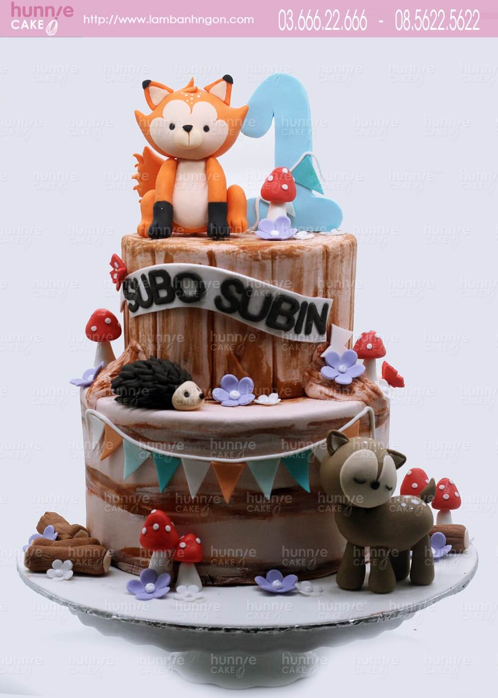 Bánh sinh nhật 2 tầng tạo hình chó sói siêu cá tính cho sinh nhật bé trai 6169 - Bánh ngon đẹp
