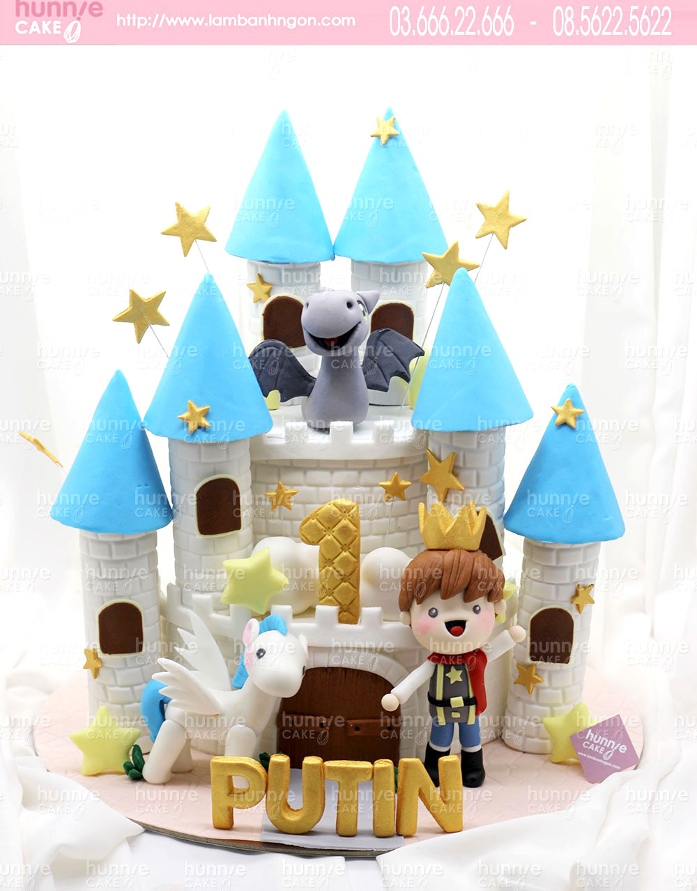 Bánh sinh nhật tòa lâu đài 2 tầng đẹp lộng lẫy với hoàng tử bé của mẹ tặng sinh nhật bé trai 1 tuổi 6468 - Bánh ngon đẹp