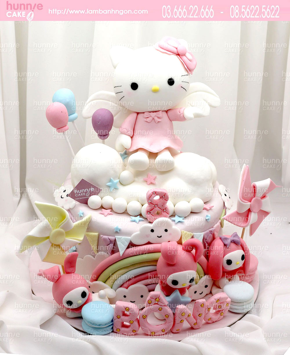 Bánh sinh nhật mèo Hellokity với đôi cánh thiên thần đẹp ấn tượng 6487 - Bánh ngon đẹp