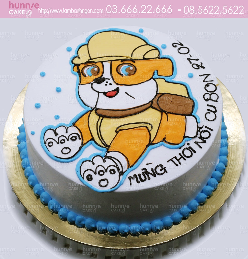 Bánh gato sinh nhật con chó Rubble béo tròn ngộ nghĩnh trong phim hoạt hình những chú chó cứu hộ PAW Patrol 5590 - Bánh ngon đẹp