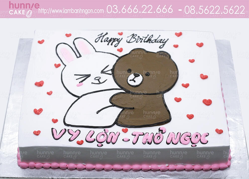 Bánh sinh nhật gấu Brown và thỏ Cony dành cho cặp đôi yêu nhau  Bánh kem  cao cấp