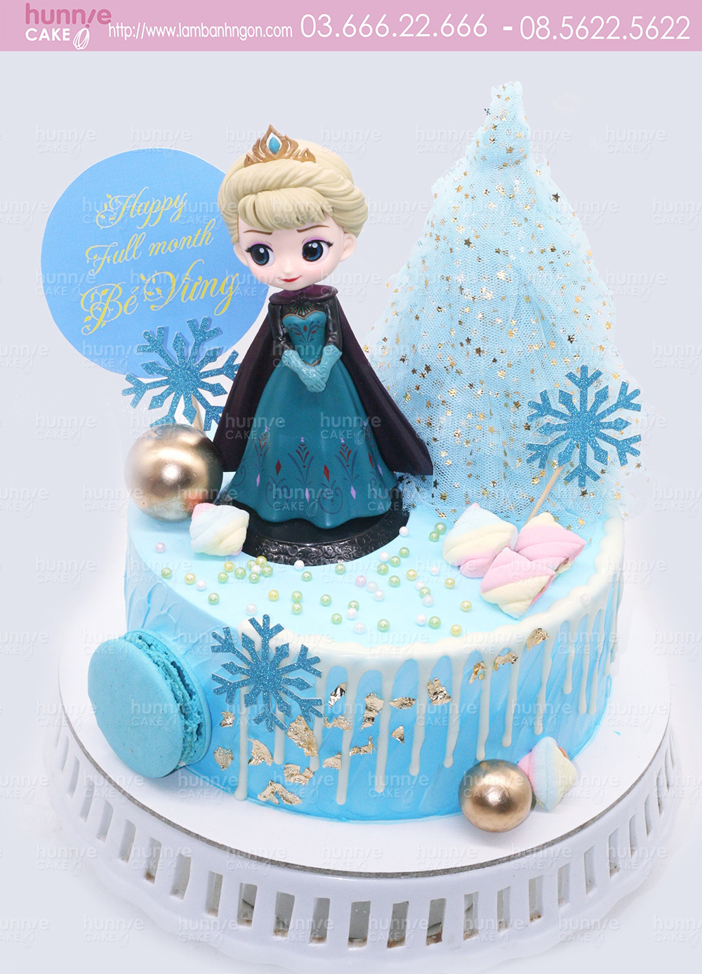 Bánh gato sinh nhật topper công chúa tuyết Elsa mặc áo choàng duyên dáng và xinh đẹp 5724 - Bánh ngon đẹp