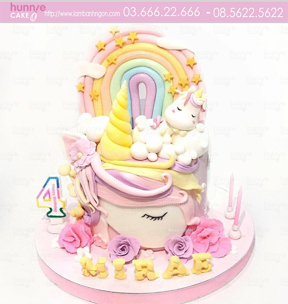 Bánh sinh nhật hình chú ngựa hay còn được gọi là Unicorn đầy dễ thương dành tặng cho bé gái 1 tuổi 6762 - Bánh ngon đẹp