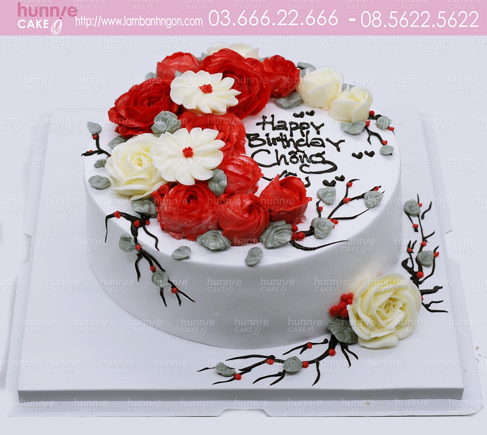 Bánh gato sinh nhật hoa hồng tình yêu tặng sinh nhật chồng yêu 5392  Bánh sinh  nhật kỷ niệm