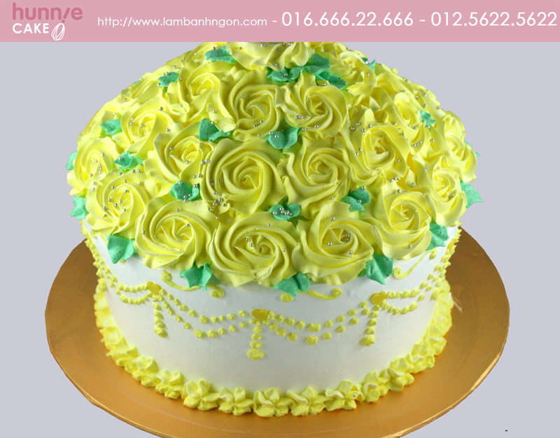 Cupcake khổng lồ hoa hồng tông vàng 1116 - Bánh ngon đẹp