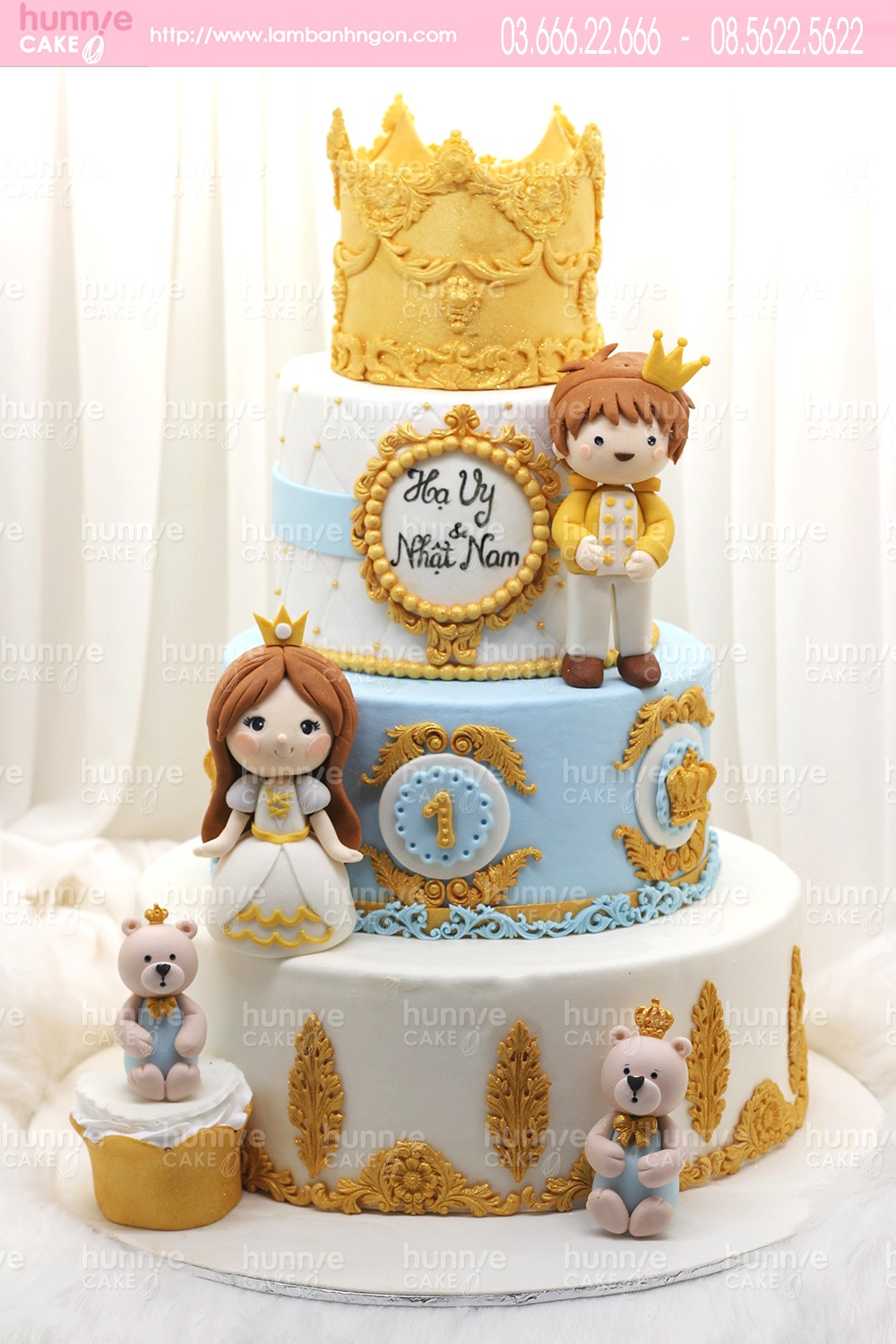 Bánh sinh nhật độc đáo vương miện hoàng tặng bé song sinh với hoàng tử và công chúa 6863 - Bánh ngon đẹp