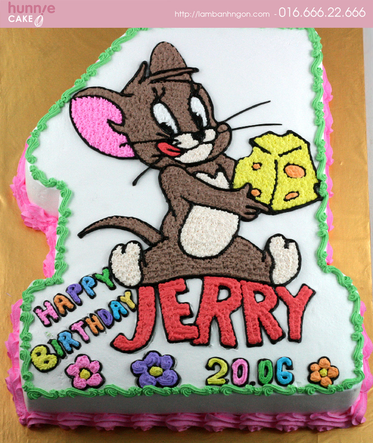 Bánh số 1 vẽ loài chuột Jerry đang được đùa giỡn 813 - Bánh sinh nhật, kỷ niệm