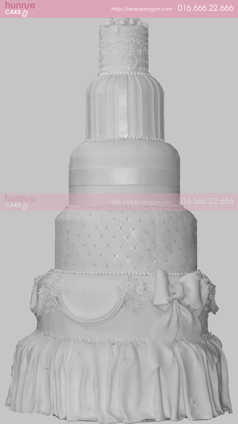 Bánh cưới màu trắng trang trí ngọc trai 2627 - Bánh ngon đẹp