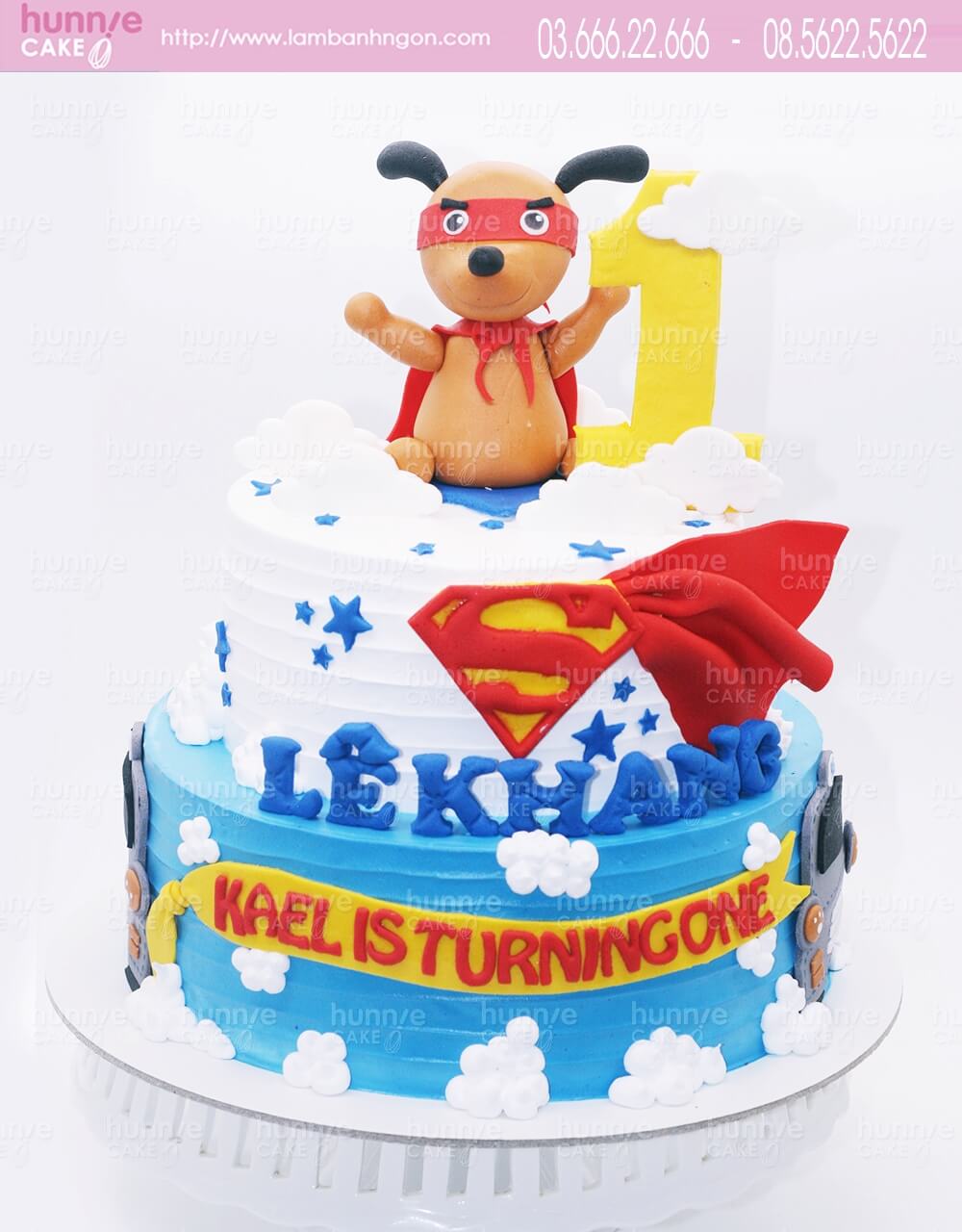 Bánh sinh nhật hai tầng con chó siêu nhân dành tặng sinh nhật bé trai tuổi Tuất yêu thích khám phá 6092 - Bánh ngon đẹp