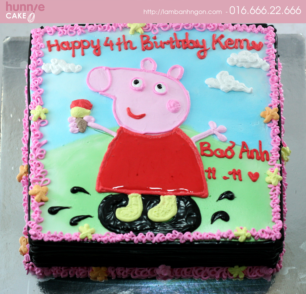 Bánh sinh nhật vẽ hình heo peppa BKS28