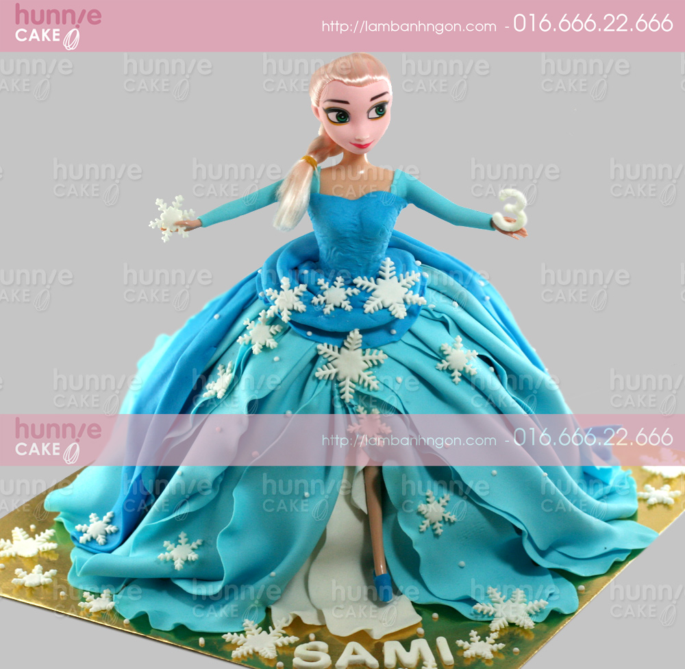 Bánh búp bê nữ hoàng băng giá Elsa với chiếc váy bồng xòe rộng ...
