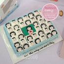 Bánh sinh nhật chia miếng vẽ học sinh và cô giáo phong cách lớp học