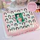 Bánh sinh nhật chia miếng vẽ học sinh và cô giáo phong cách lớp học